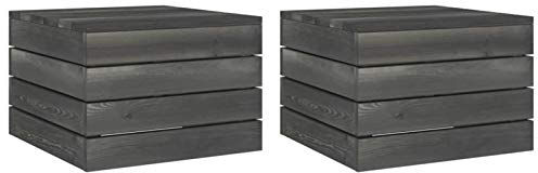 Tidyard Palettentische 2 STK. Gartentisch Couchtisch Palettenmöbel Europaletten Indoor und Outdoor Lounge Gartenmöbel Kiefer Massivholz Dunkelgrau