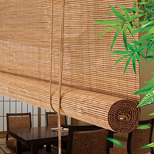 Jolan Store À Rouleau en Bambou Intérieur-Store Enrouleur Extérieurs-Stores Romains-Pare-Soleil-Stores en Bambou-Rideaux Décoratifs Rétro,utilisé pour Terrasses/pergola,Carbonized-50x120cm/20x47in