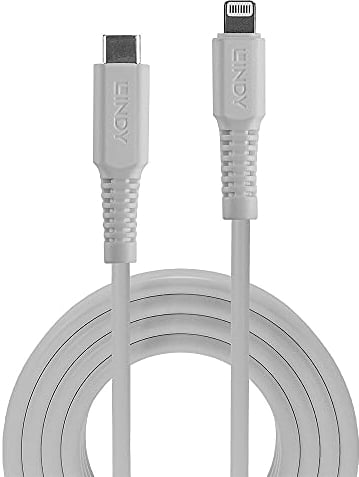 LINDY 31315 [MFi zertifiziert] 0.5m USB Typ C an Lightning Kabel, weiß