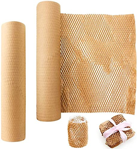 PACK4YA Papier d'emballage en nid d'abeille 30cm×20m (12×66') Emballage écologique en papier kraft protecteur pour déménagement Fournisseurs d'expédition au lieu du papier bulle (marron)