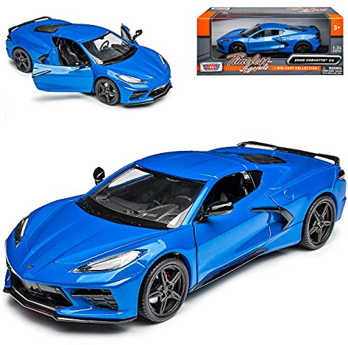 Motormax Chevrolet Chevy Corvette C8 Singray Coupe Blau Ab 2020 1/24 Modell Auto mit individiuellem Wunschkennzeichen