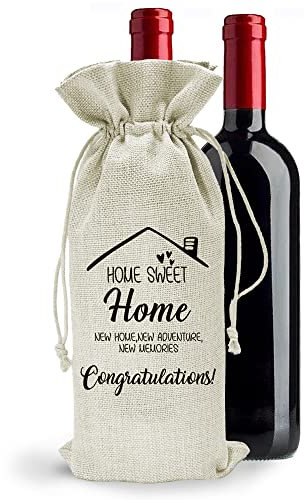 Natural Cotton Wine Gift Bags - Elegant Drawstring Closure, Housewarming & New Home Gift for Men, Women & Couples