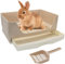 HYLYUN Caja de arena grande para conejos, inodoro, para entrenamiento de orinal, con cajón, sartén más grande para mascotas para conejillos de indias adultos, conejos, galesaur, animales pequeños (L)