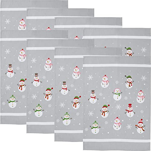 Erwin Müller Geschirrtuch, Küchentuch Schneemänner 8er-Pack Baumwolle - saugstark, strapazierfähig, mit Schlaufe zum Aufhängen - Größe 50x70 cm