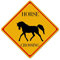 Vorsicht Pferd Xing Metall Blechschild Pferd Kreuzung Warnschild Rustikale Retro Straße Schild Rhombus Form Straße Metallschild für Land Straße Rasen 12 Zoll