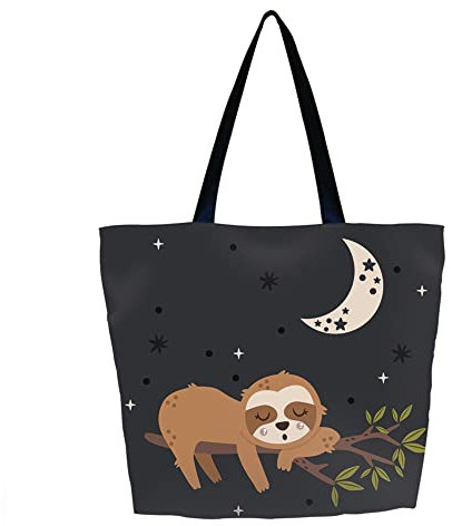 AOKSUNOVA Strandtasche mit Reißverschluss Einkaufstasche Faltbar Tote Bag Tragetasche Bedruckt Faultier