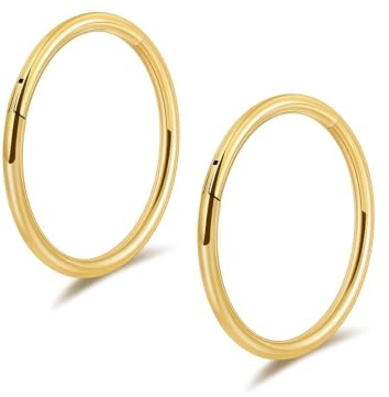 Lantine Nasenring Gold Schwarz Silber 20g 18g 16g Nasenpiercing Ringe 6mm-16mm 316L Chirurgenstahl Septum Ring Clicker Piercings Ring Set Für Conch,Daith,Helix,Tragus,Lippenpiercing,Rook Piercing