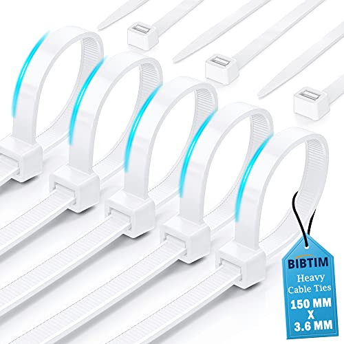 BIBTIM Bridas para Cables, 150 x 3.6mm, Paquete de 100, Bridas de Nylon Premium, Bridas de Plástico Multiusos, Mecanismo de Autocierre Seguro, para Casa, Jardín, Oficina y Bricolaje