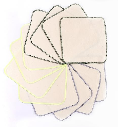 Flanellwaschlappen aus Bio-Baumwolle - 15 Stück 21 cm x 21 cm - Mehrweg Baby Waschlappen als Ersatz für Feuchttücher - Kleine waschbare Mini Baumwolltücher