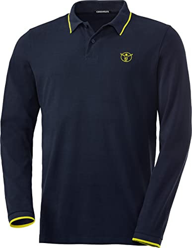 Chiemsee Herren Poloshirt Langarm, 100% Baumwolle, bequemes Polo mit lässigem Kragen, leichtes Langarmshirt, atmungsaktiv & luftdurchlässig, Marine, Gr. L
