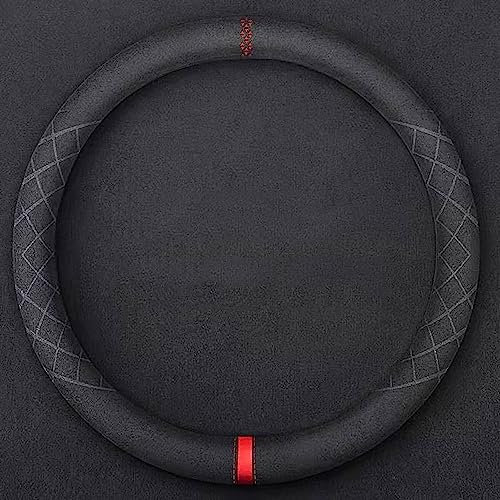 Voiture Housse Volant Couverture pour Volkswagen VW Golf/Polo 5 6 7 8 GTE GTI GTD Clubsport Imperméable Couvre Volant Respirant Antidérapant en Cuir Suédé Accessoires,Red-OSTYLE