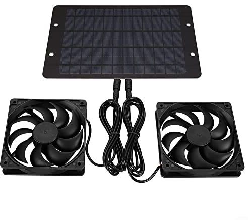 Doppio ventilatore a energia solare per serra, 12 V 10 W pannello solare ventilatore di scarico esterno impermeabile mini ventilatore solare WindowFans per casa mansarda animale domestico cane pollo