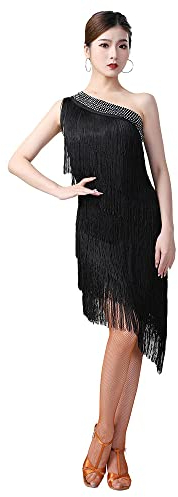 Rubruan Latein Tanz Kleid Kostüm - Latin Tänze Walzer Tango Jazz Dance Performance Party Salsa Dekoration Accessoire Fransen Rock Wettbewerb Ball Trikot Tanzkleid für Damen Mädchen