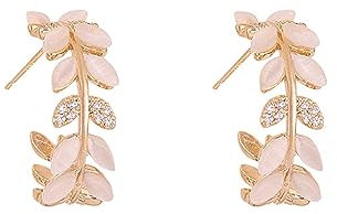 OdDdot Argento 925 con opali a Forma di Foglia Oro Rosa Argento Orecchini Pendenti Gioielli alla Moda Casual Party Luce Lusso per Le Donne Regalo