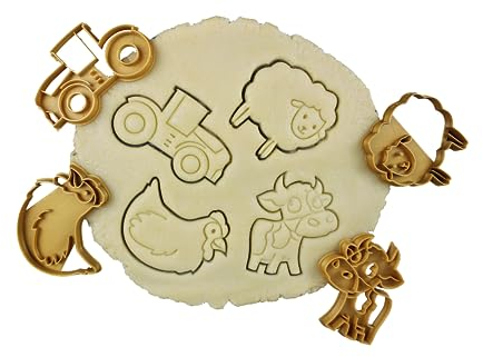 3DKOUPE - Emporte-pièces Ferme - Lot de 4 - Vache, Mouton, Poule, Tracteur - Couleur au choix - Conçu et fabriqué en Europe