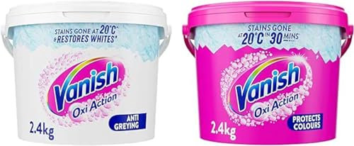 Vanish Gold Oxi Action Stain Remover Powder Pink 2.4kg + Gold Oxi Action Laundry Booster for Whites 2.4kg | Removes Tough Stains Even at 20° | Safe on Everyday Fabrics | White & Pink|