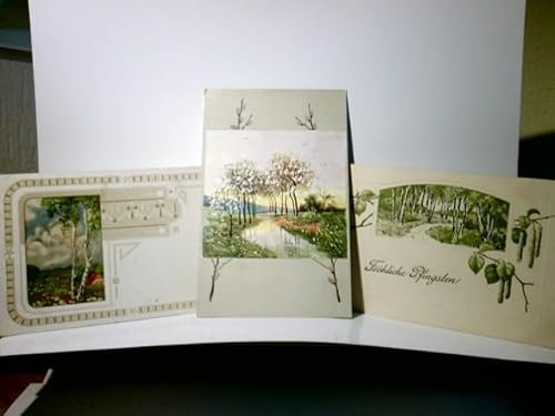 Vintage / Nostalgie. 3 x Alte Ansichtskarte, davon 1 x/ Prägekarte farbig, gel. 1906, 12 u. 26. 1 x Fröhliche Pfingsten, 1 x kl. Litho farbig, umrandet ähnlich wie Jugendstil, 1 x Bach blühende B