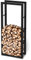 holz4home® Kaminholzregal aus Metall Schwarz I 150x25x60 cm I Brennholzregal inkl. Ofenhandschuh I Feuerholzregal Kaminholzhalter Holzständer Holzhalter Holzlager Feuerholz Brennholz