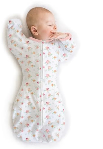 SwaddleDesigns Transitional Swaddle Sack, Baby Swaddles for Newborn with Arms Up Half-Length Sleeves & Mitten Cuffs, Sleep Sack Wearable Blanket