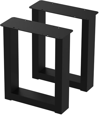 BK Styl 2 Stück Tischbeine aus Metall U-Form | Tischgestell aus 80x40mm Profilen | Tischkufen Tischfüße Möbelbeine für Schreibtische & Esstische (350x420mm Black)