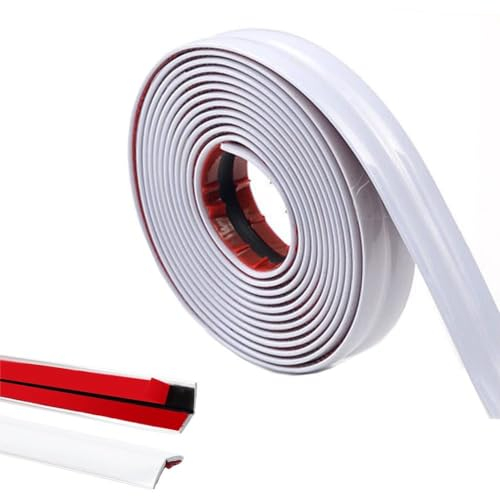 Cornière PVC,1x1cm Revêtements d'angle Autocollant Plinthe Souple Protection d'angle Bordure d’angle de Mur Bande Décorative pour Plans de Travail,Carrelage, Coin de Mur,Meubles,Blanc 5M