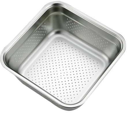 IMIKEYA Passoire De Cuisine En Acier Inoxydable Passoire Bassin Carré Riz Fruits Légumes Bol De Lavage Cuisine Panier De Lavage Pour Bar Cuisine Maison 29 Cm
