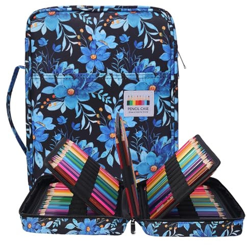 BOMKEE Federmäppchen mit 220 Fächern, Tragbar Buntstifte Organizer, Wasserdicht Bleistifte Halter Case für Studenten, Kinder, Erwachsene, Künstler (Orchid)