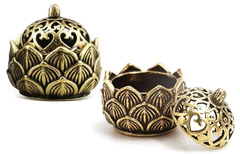 Räucherkerzen Halter, 2 Stück Räucherkegel Halter, Bronze Retro Räucherkegel Gefäß Lotus Räuchergefäß Raucherstäbchenhalter für Zuhause BüroTeehaus Dekoration