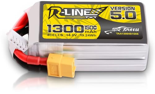 TATTU 4S Lipo Batterie 1300mAh 14.8 V 150 C avec connecteur XT60 pour compétitions Professionnelles FPV Racing