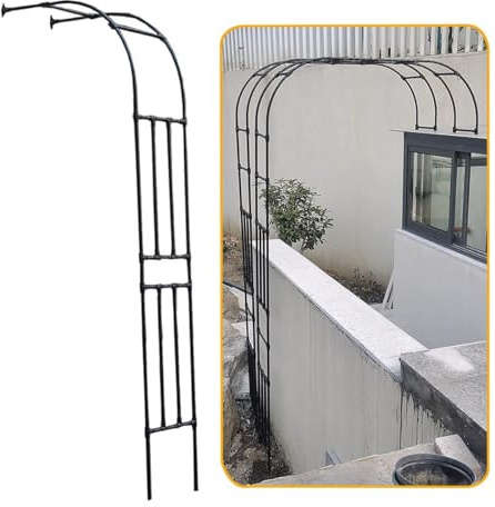 Rosenbogen halbbogen Gartenbogen, 60cm 90cm 120 cm 150cm 180cm 220cm Rankhilfe Rankgitter Kletterpflanzen Torbogen Metall, PE-Beschichtung Stahlrahmen Wetterfest ( Farbe : Schwarz , Größe : W150xH240x