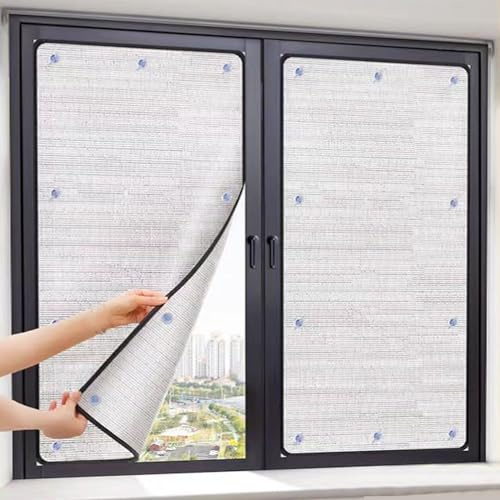 kufu01 Vinilos para Ventanas Privacidad,Película Aislante de Aluminio Doble,Película Reflectante 6 Mm de Espesor Película de Protección Solar Anti UV,con Ventosa,Autoadhesiva (60x100cm/24 x39)