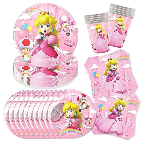Stoviglie Compleanno Ragazza 10 Ospiti,Forniture per Feste di Compleanno,Decorazioni Compleanno Bambini,Forniture Feste Bambini,Piatti,Tazze,Tovaglioli,per Bambini Decorazioni Feste Compleanno