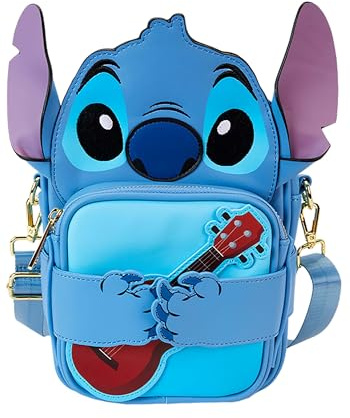 Loungefly Disney Stitch Sac à bandoulière avec porte-monnaie Motif ukulélé Bleu