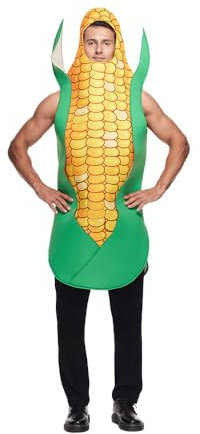 EraSpooky Adult Corn Cob Costume Funny Halloween Vegetable Unisex Fancy Dress for Men Women