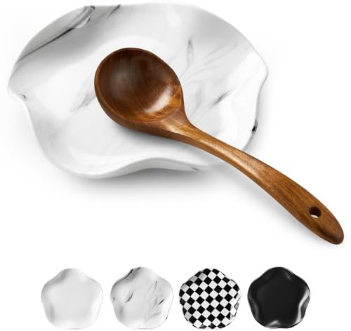 ABRUTY Repose-cuillère en céramique pour dessus de cuisinière, 14 cm pour comptoir de cuisine, accessoires de décoration de cuisine moderne pour ustensiles, spatule, cuillères ou pinces (marbre, forme
