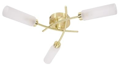 ValueLights | 3 Way Curved Cross Over Design Brushed Gold Ceiling Light Fitting | Close-to-Ceiling Lights, Home Décor & Improvement Essential
