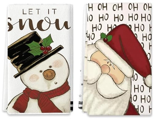 Scinzene 40 x 60 cm Weihnachtsdeko Innen Geschirrhandtücher Set, Festliche Tisch Geschirrtücher Weihnachten, Küchendekoration Geschirrtuch Weihnachten, Für Den Täglichen Gebrauch Oder als Geschenk