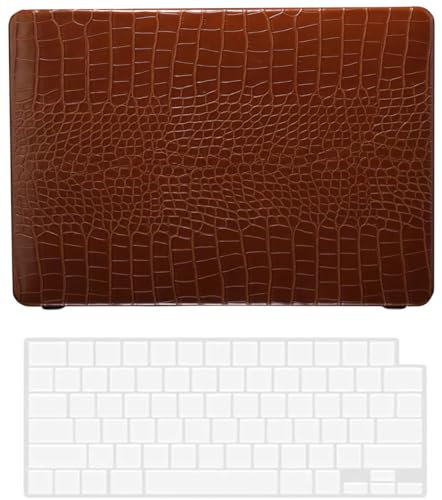 Hard Case Compatible with Old Version MacBook Pro 13 inch Case 2012 2011 2010 2009 2008 Release Model A1278 with CD-ROM, PU Leather Hard Shell Case Cover & Keyboard Cover Skin, Brown
