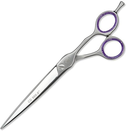 WELTMEISTER SOLINGEN extrem scharfe, ergonomische PROFI Hundeschere Fellschere mit gerader polierter Rasiermesserschneide, einseitiger Microverzahnung, 8 Zoll (20cm) PREMIUM-QUALITÄT Made in Germany