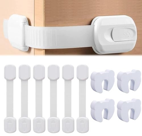 Cierre Seguridad Cajones Bebe, Seguro Puertas Bebe, 6 Piezas Bloqueo de Seguridad, Para Armarios, WC, Cocinas, Puertas y Ventanas, Nevera, Proteccion Bebes Casa, Extra Fuerte Adhesivo