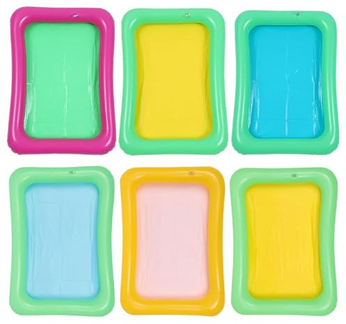 ifundom 6 Stück Aufblasbares EIS Serviertablett aus PVC Leichtes Buffet Zubehör für Beach Wedding und Barbecue als Kühlbox für Getränke Zufällige Farbe