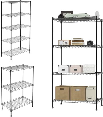 Free Standing Shelf Units, 120 x 60 x 35cm Metal Storage Shelf 4-Tier Shelving Unit , Adjustable Shelves, Wire Basket Shelving Unit, Kitchen Storage Rack Shelves, greenhouse staging and shelving