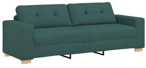 vidaXL Zweisitzer-Sofa mit Kissen Dunkelgrün Stoff, Woh Living, modernes Design, robuster Loveseat, Bequeme Couch, minimalistisches Indoor-Sofa