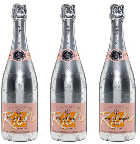 Lot 3 Veuve Clicquot Rich Rosé Champagne. Sleeve argent. 3 x 75cl.