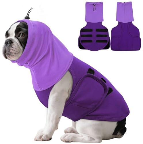 ASENKU Hundemantel mit beruhigender Kapuze und Ohrenschutz, Beruhigungswesten für Hunde zur Linderung von Angst Anti Stress Weste Hund Beruhigungsjacke Calmingshirt mit reflektierenden Streifen