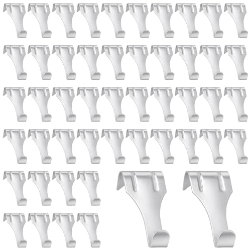 TAICHEUT 50PCS Picture Rail Hooks, Heavy Duty Picture Molding Hangers for Hanging Photo Frames, Art Exhibition Gallery Pictures, Clothes, Billboards and Keys Holder (Silver)