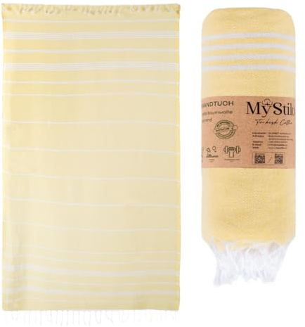 MyStilo® XXL Saunahandtuch Hamamtuch - Großes, Weiches Badetuch 100x200cm, Schnelltrocknend - Premium Strandtuch, Beach Towel, Handtuch für Männer, Frauen, Yoga und Fitness (Gelb)