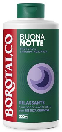 Borotalco, Bagnodoccia Buonanotte Rilassante, con Texture Avvolgente e Profumo di Lavanda Muschiata, Essenza Cremosa, Dona Calma e Relax, Ideale per Fine Giornata, Flacone 500 ml