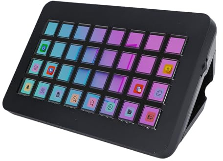 Bewinner Clavier Macro ACL à 32 Touches | Boutons Personnalisables avec Affichage Visuel, Raccourcis One-Touch pour Les Créateurs et Les Streamers – Compatible avec/Mac (Black)