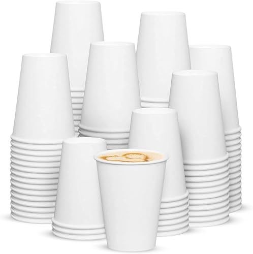 aaksh 555 | 50pcs White Disposable Paper Cups 8oz/230ml – Eco Friendly Hot & Cold Drink Cups, Disposable Tea Coffee Water Cups, Leak Resistant Party Cups for Birthday, Office, Cafe & Home